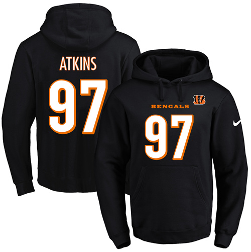Nike Bengals #97 Geno Atkins Black Name & Number Pullover NFL Hoodie